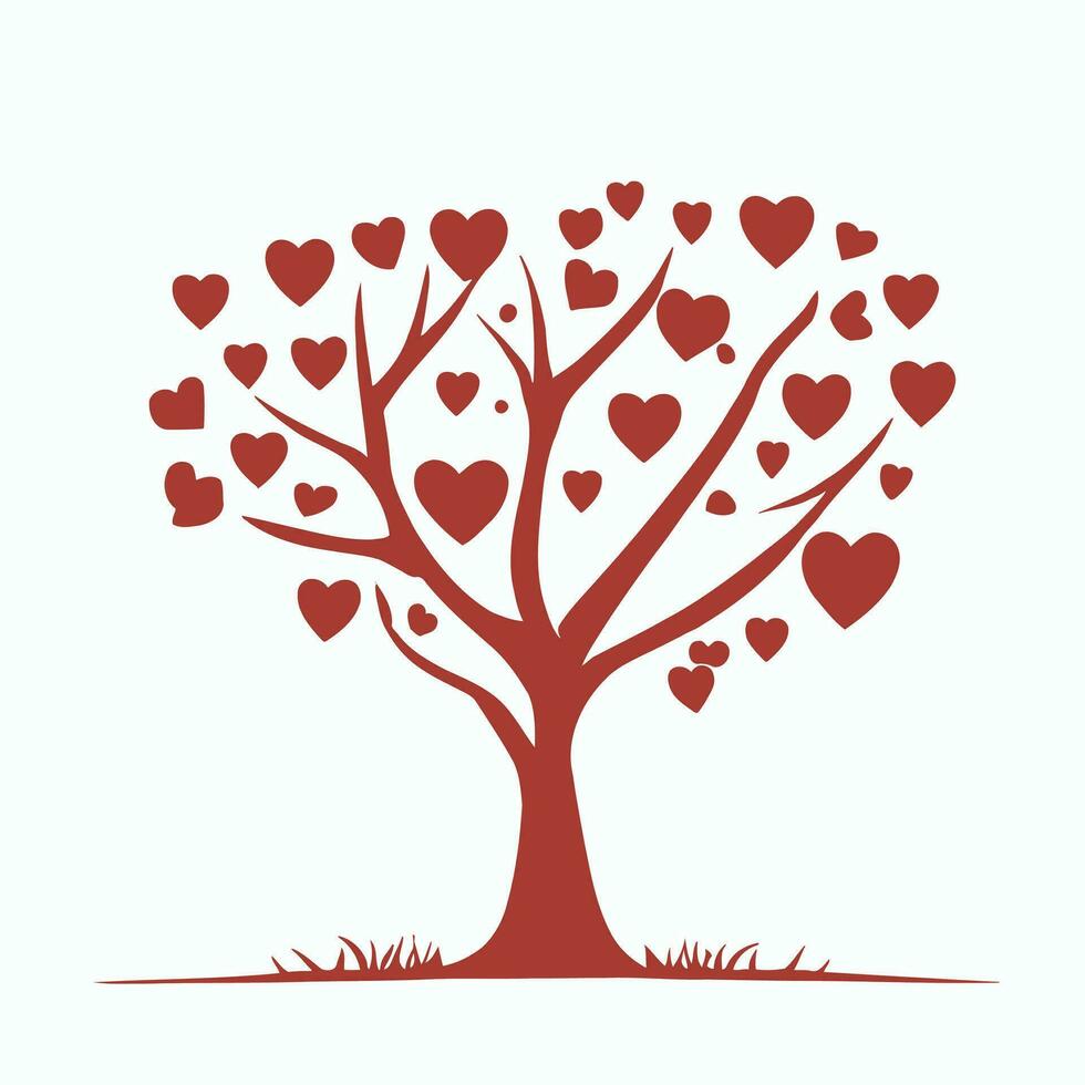 Tree with Heart Leaves Vector Art, Captivating Nature love Illustration