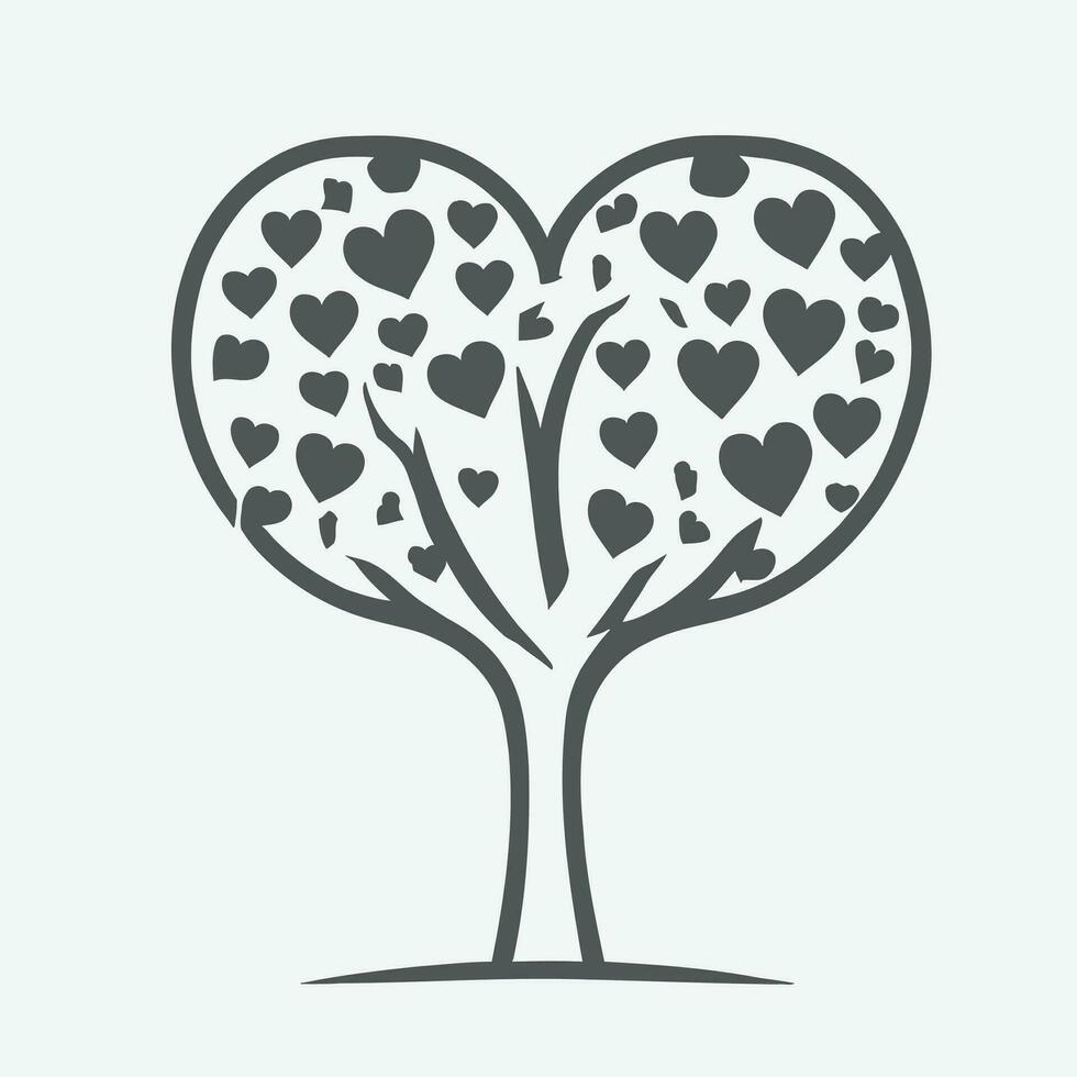 árbol con corazón hojas vector arte, cautivador naturaleza amor ilustración