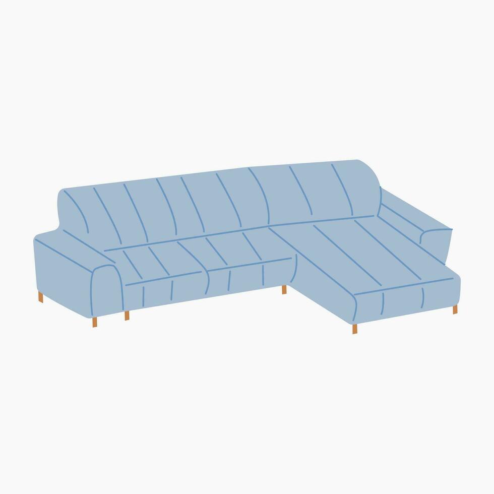 Furniture for interior design corner blue sofa. vector