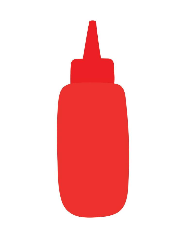 Red sauce bottle for hot sauce and tomato ketchup hand drawing icon cartoon vector illustration