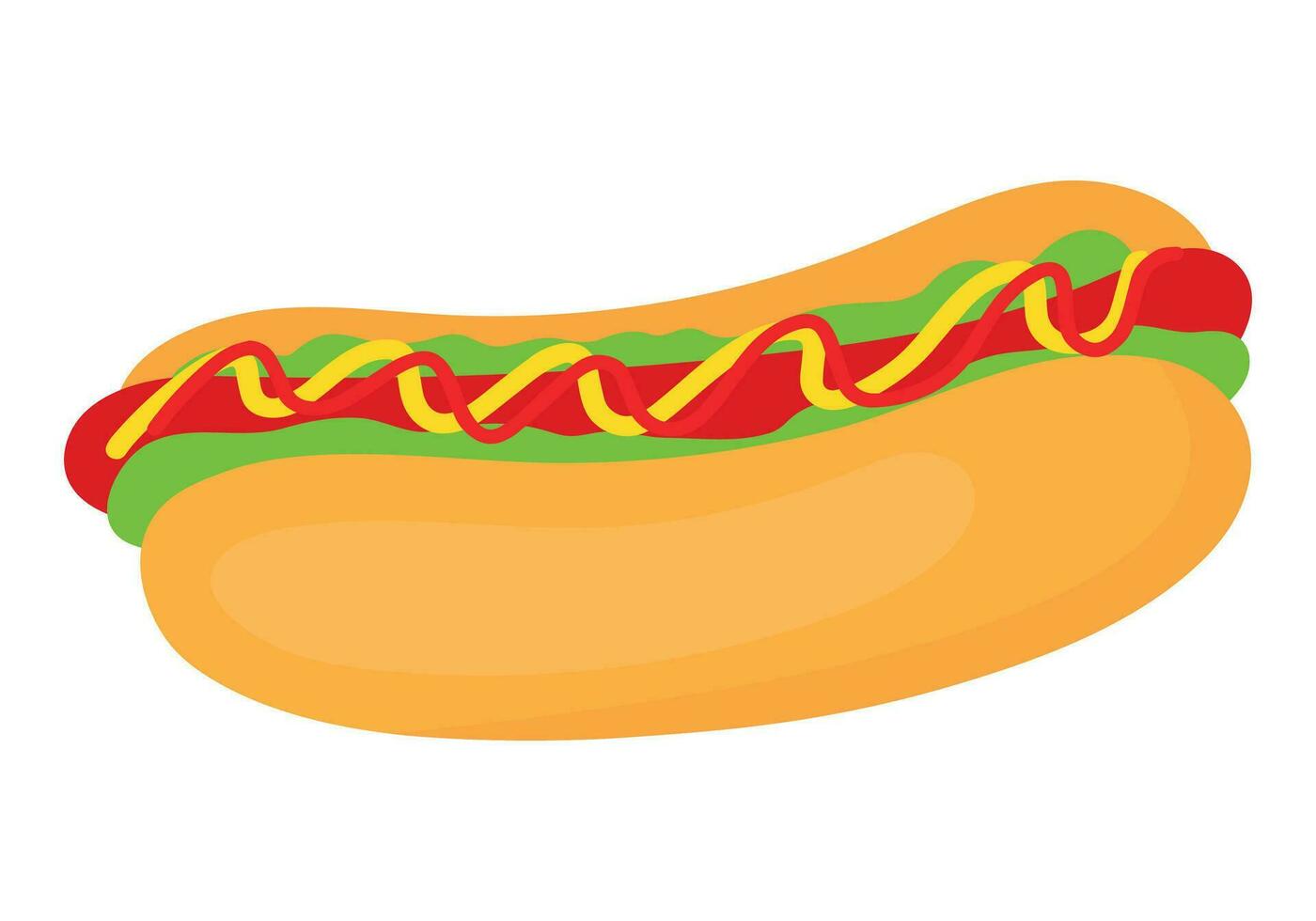 Hot Dog Fast Food Meal Doodle Cartoon Hand Drawing Vector Illustration