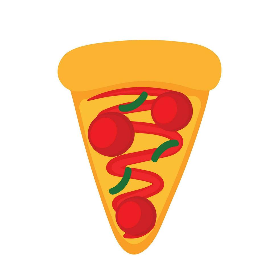 Pizza Slice with Cheese and Pepperoni Icon Cartoon Animated Vector Illustration