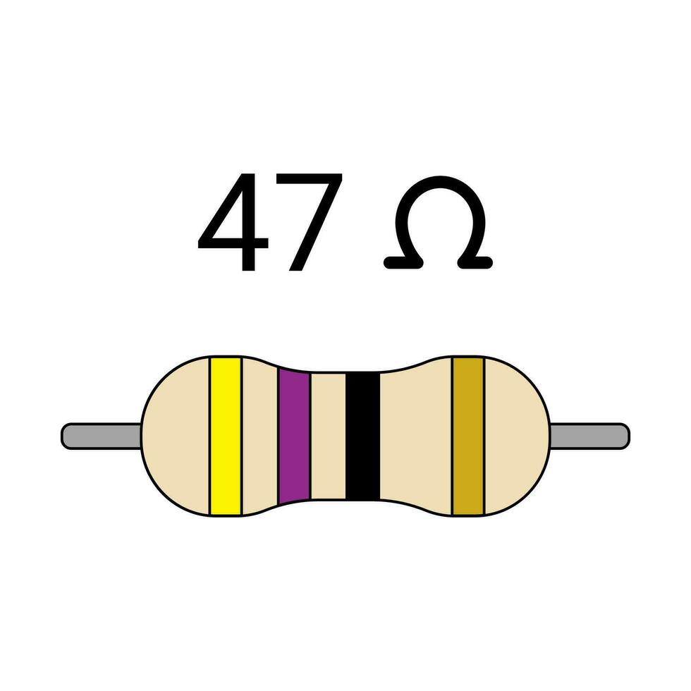 47 ohm resistor. cuatro banda resistor vector