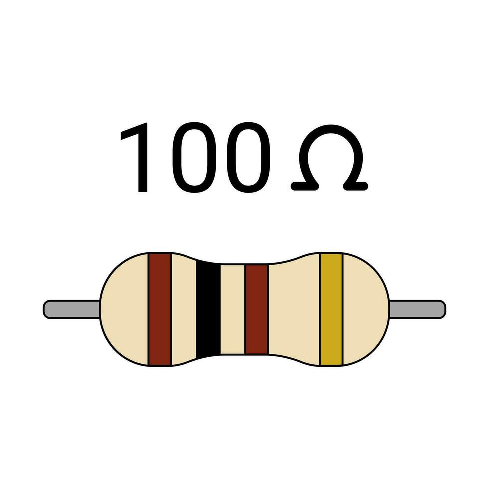 100 ohm resistor. cuatro banda resistor vector