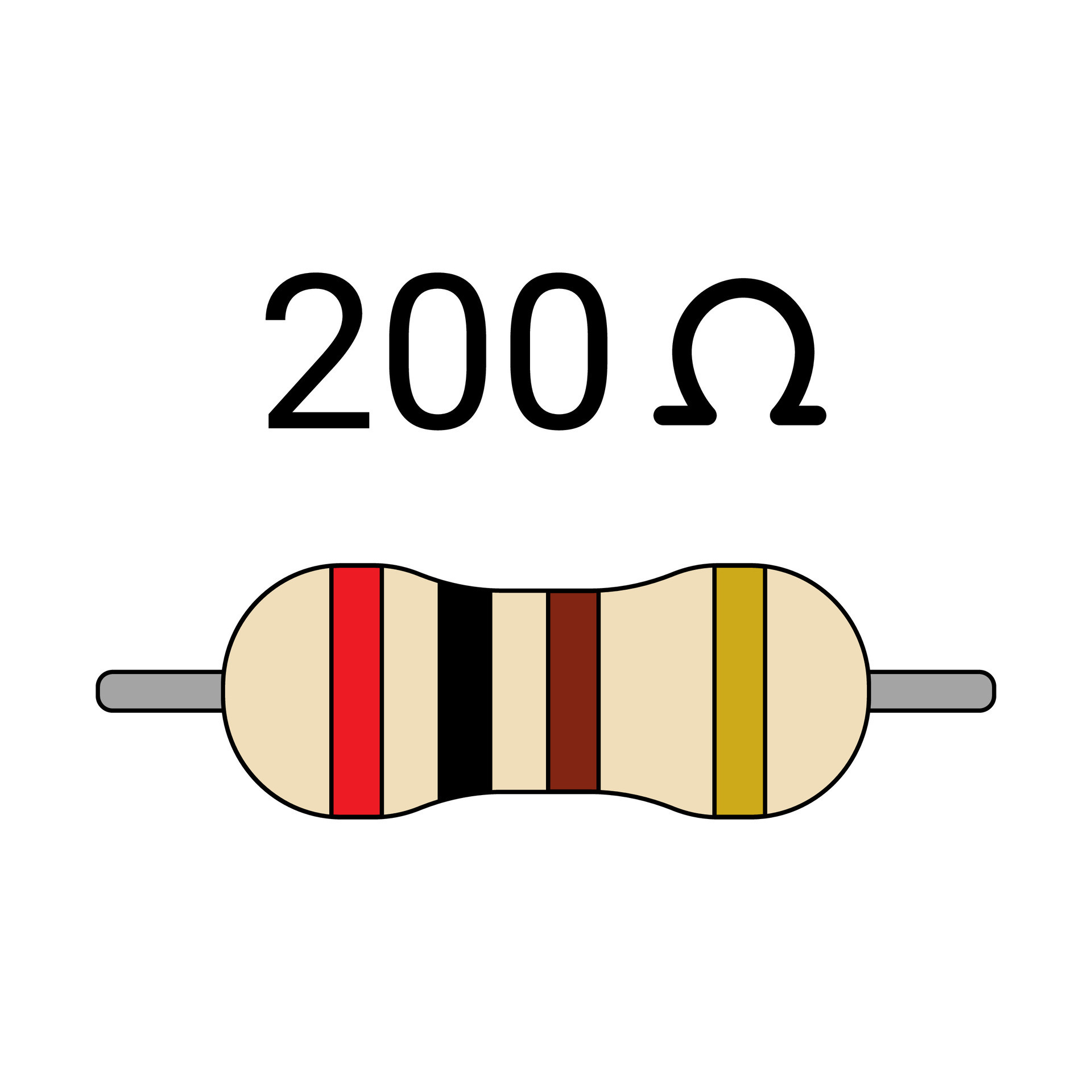 200 Ohm Resistor. Four Band Resistor 26567160 Vector Art at Vecteezy