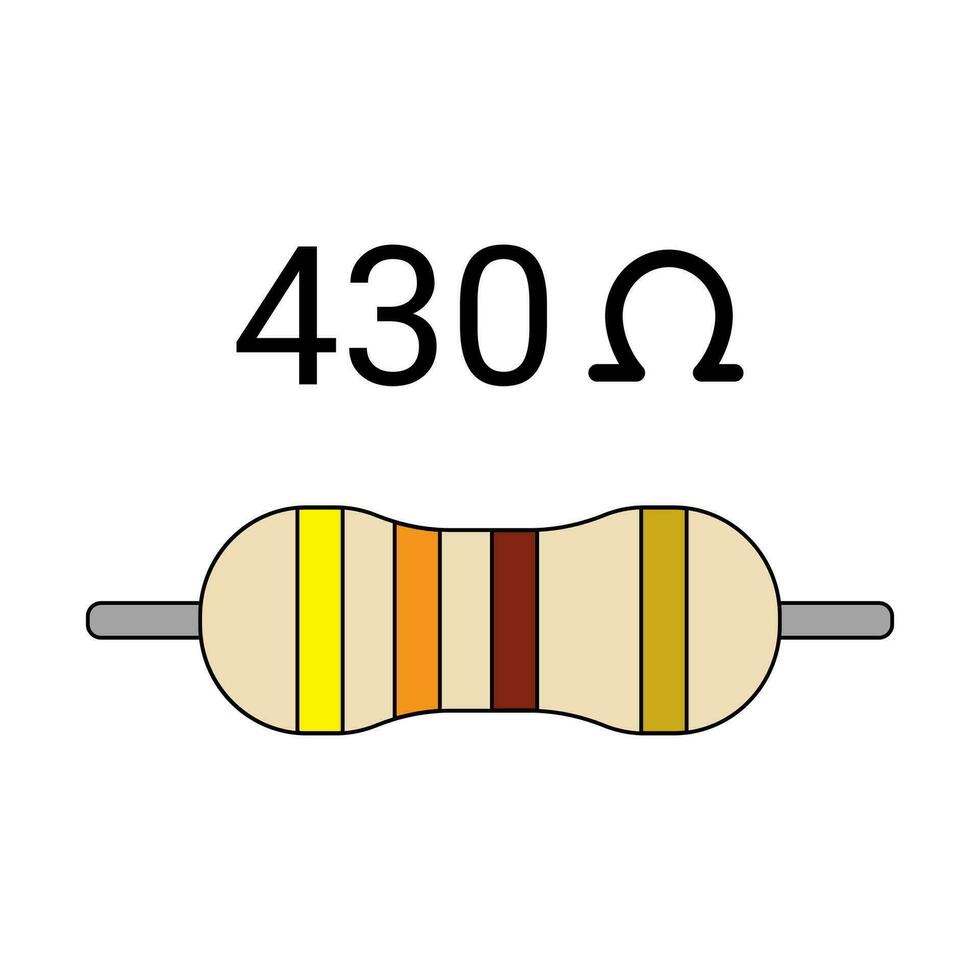 430 Ohm Resistor. Four Band Resistor vector