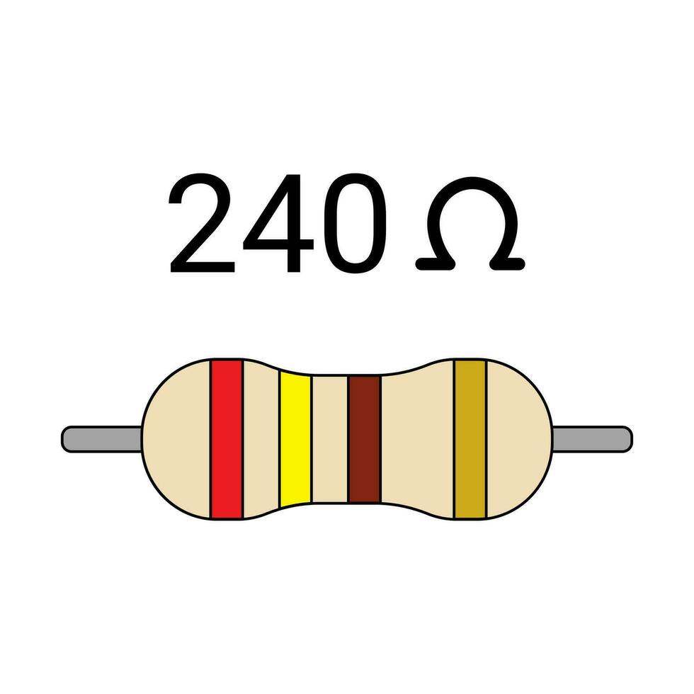 240 Ohm Resistor. Four Band Resistor vector
