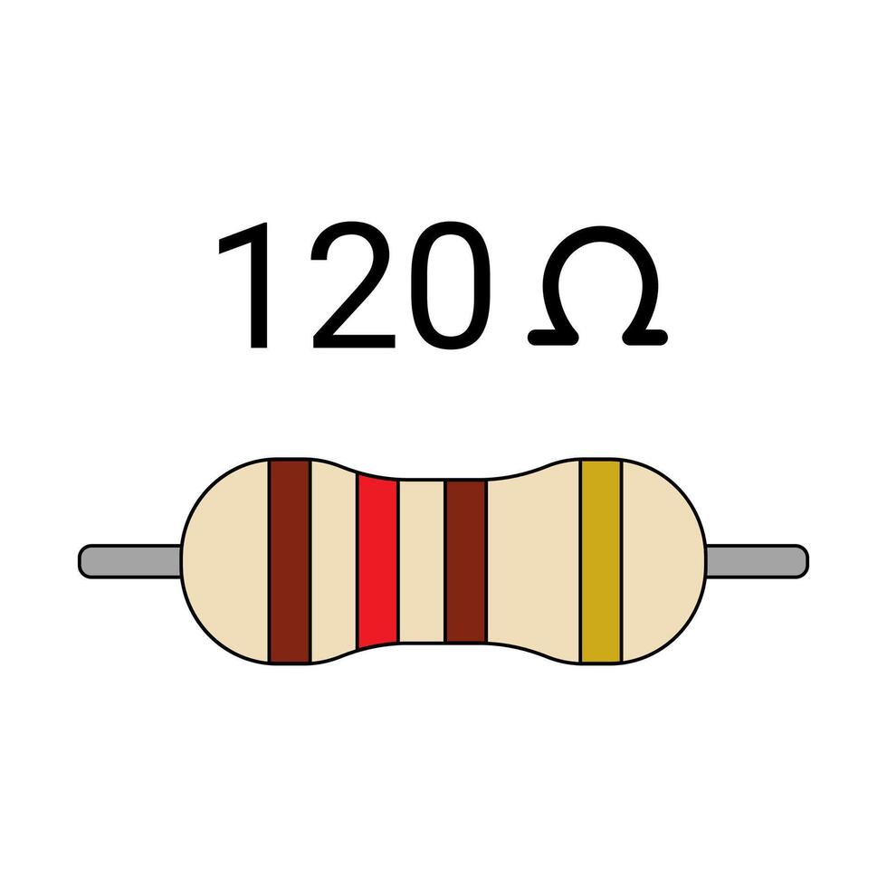 120 Ohm Resistor. Four Band Resistor vector