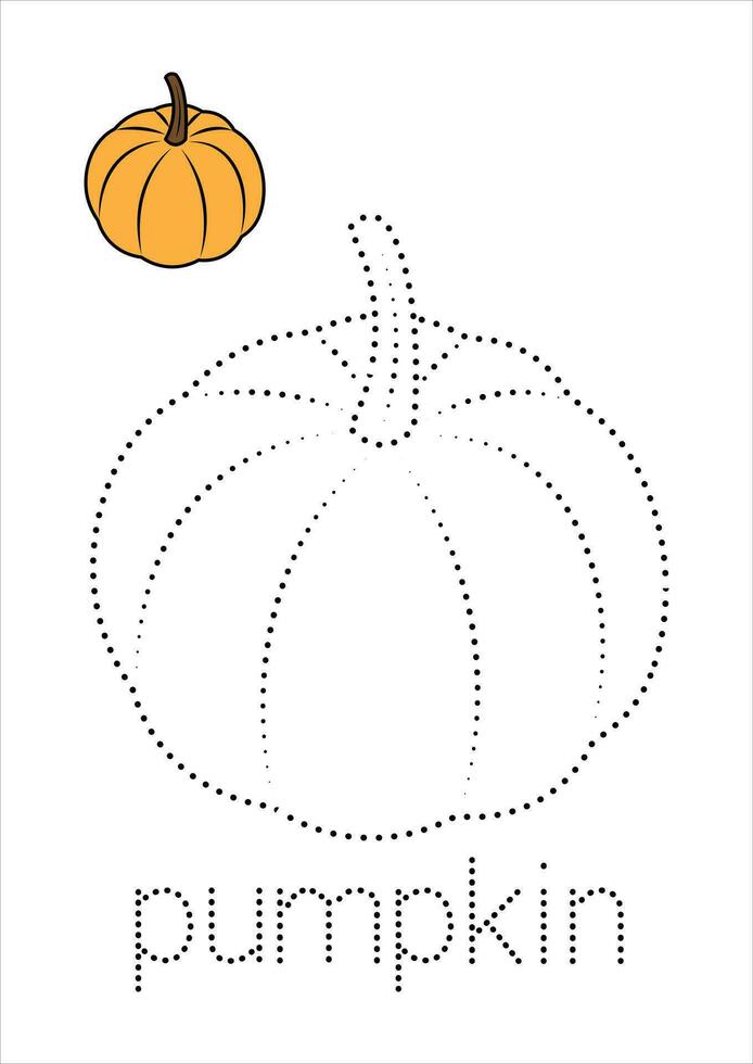 Pumpkin Trace and Color 26567187 Vector Art at Vecteezy