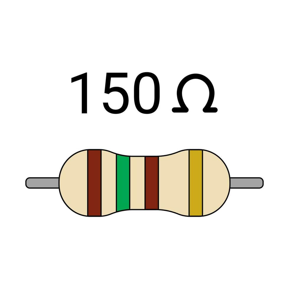 150 Ohm Resistor. Four Band Resistor vector