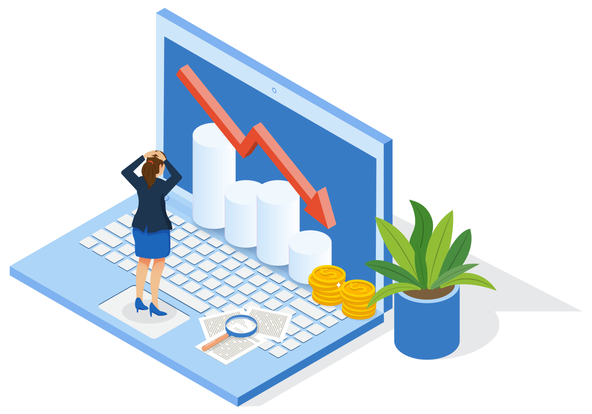 Business Concept Decline Downward Arrow Trend In Laptop 26567249 PNG Business Concept Decline Downward Arrow Trend In Laptop 26567249 PNG