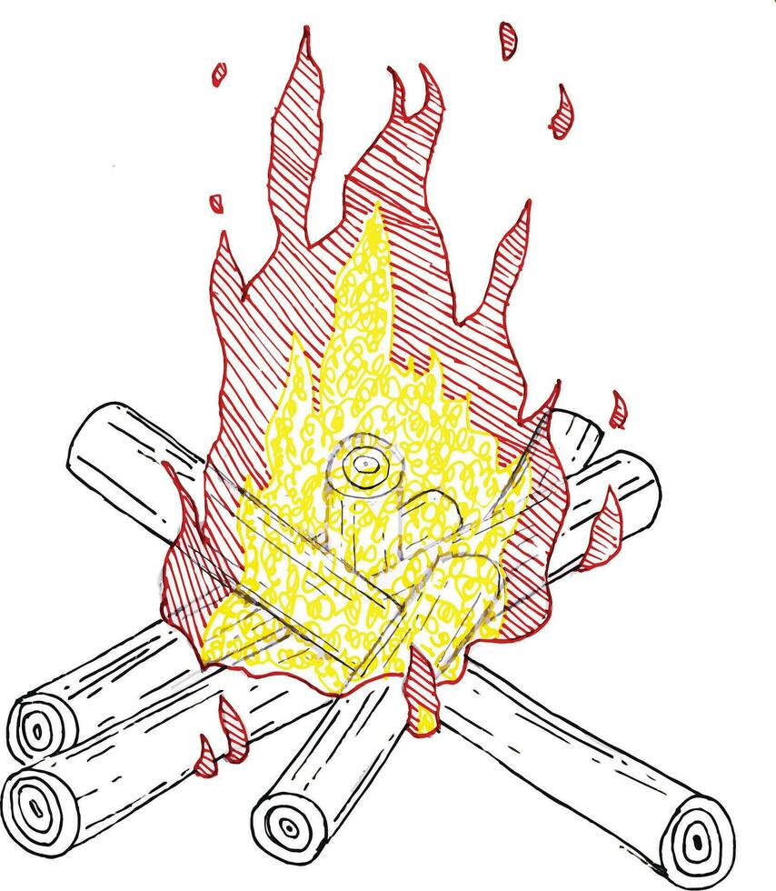 bonfire sketch line art style vector