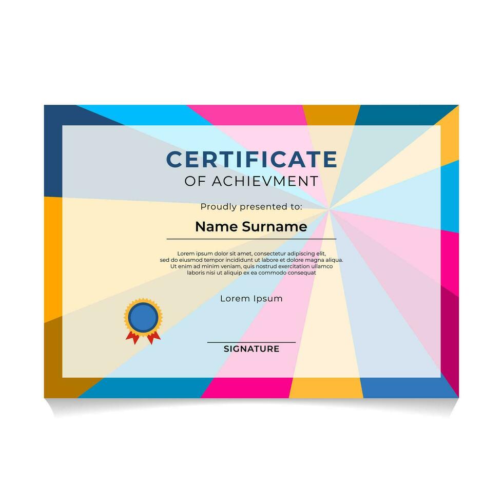 Abstract Geometric Certificate Template Design vector