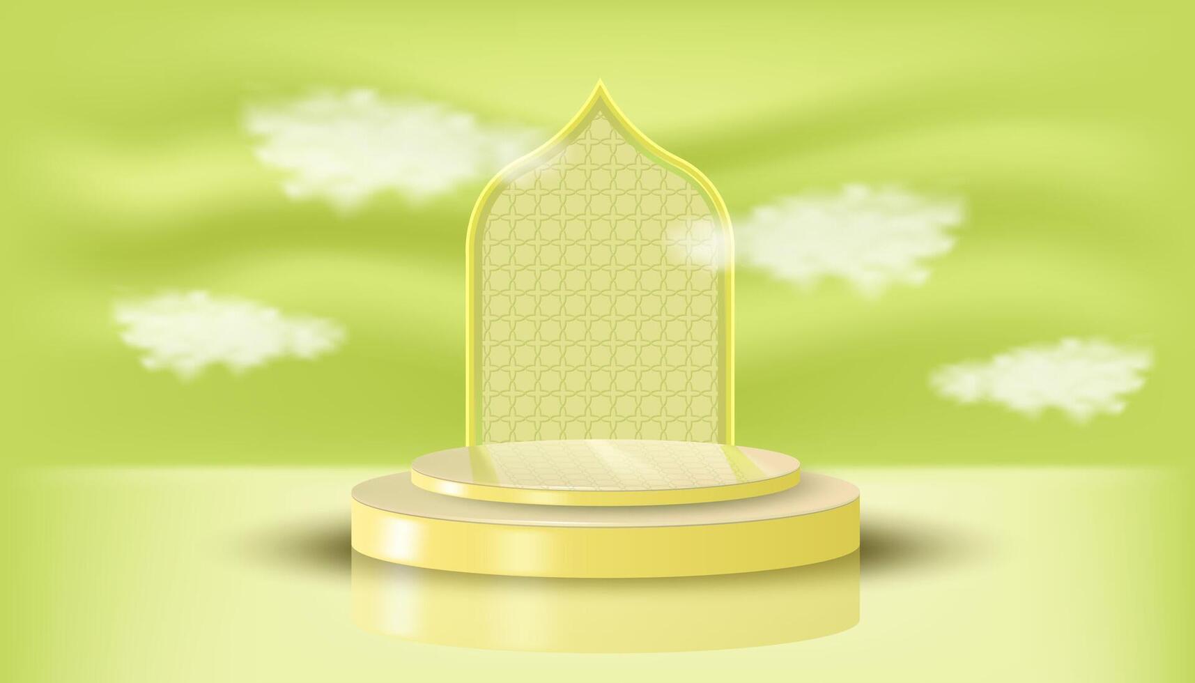 islamic podium with clouds vector