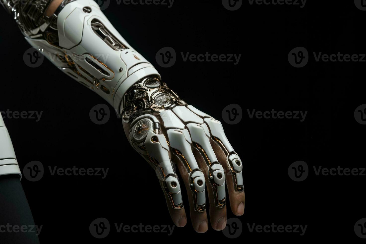 futurista biónico brazo prótesis con robótico tecnología foto