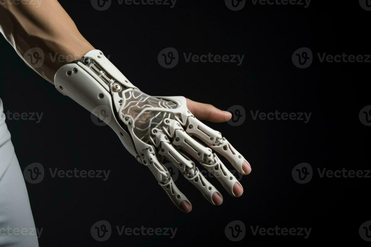 Futuristic bionic arm prosthesis with robotic technology photo