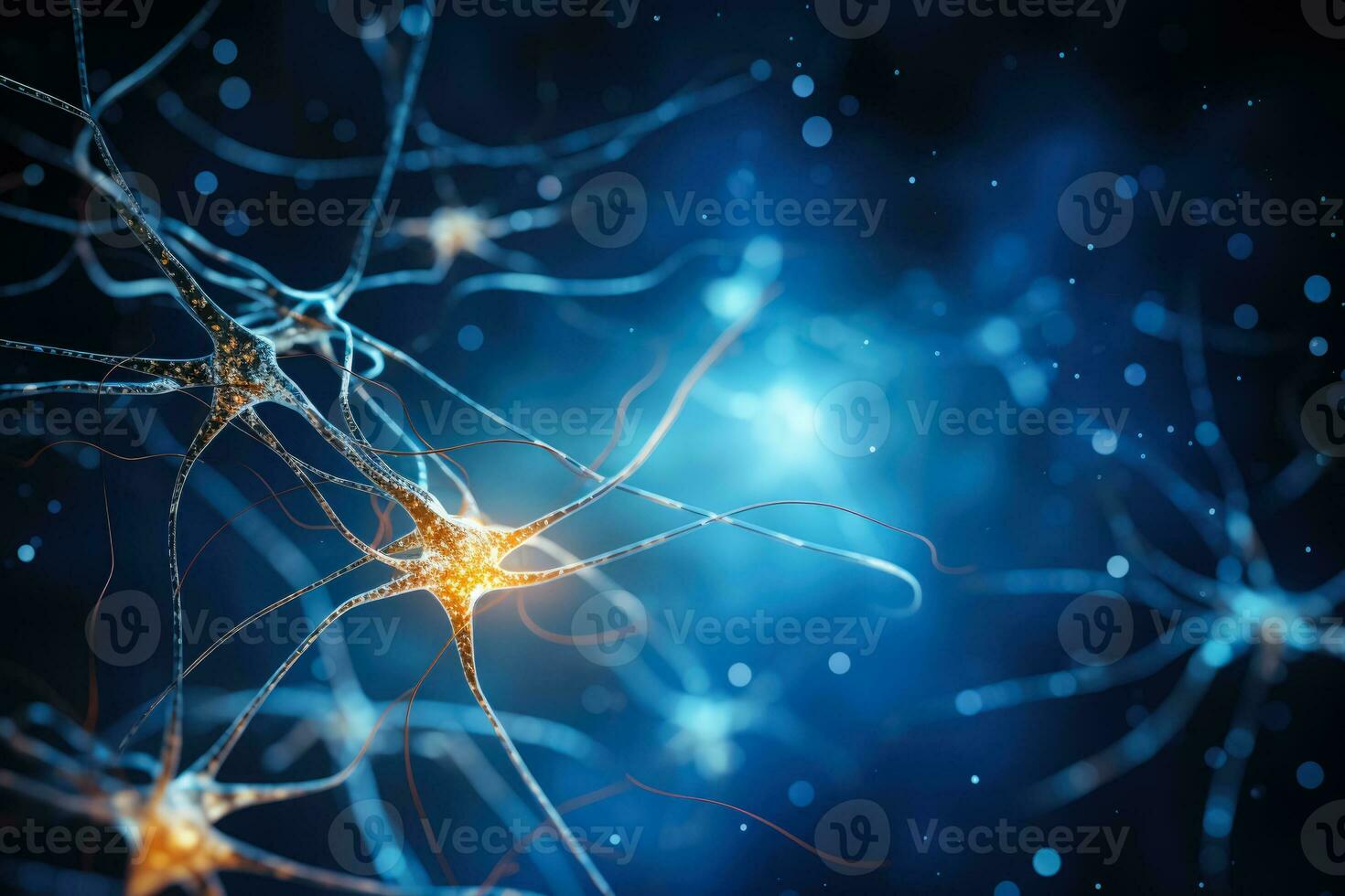 Neurons and synapse like stuctures depicting brain chemistry blue background photo