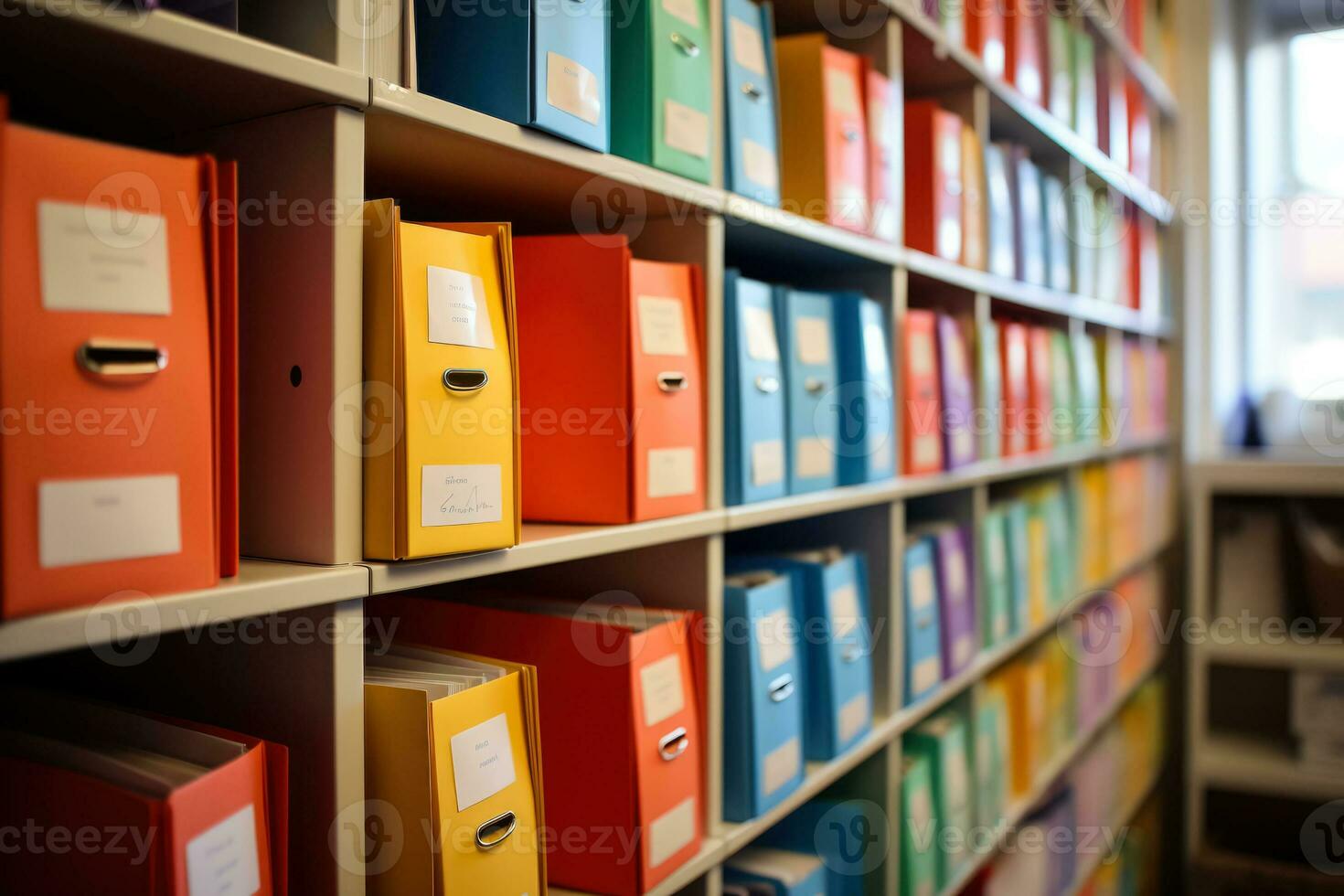 Medical record charts on shelve sorted alphabetically photo