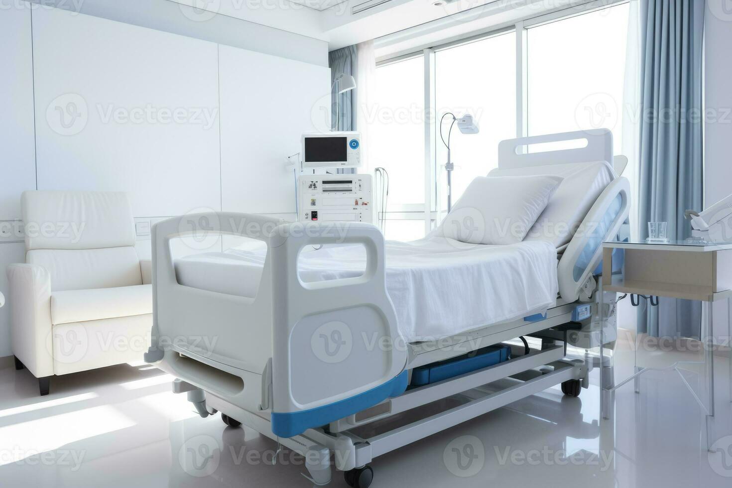 Bright white modern multi patient bed in hospital photo