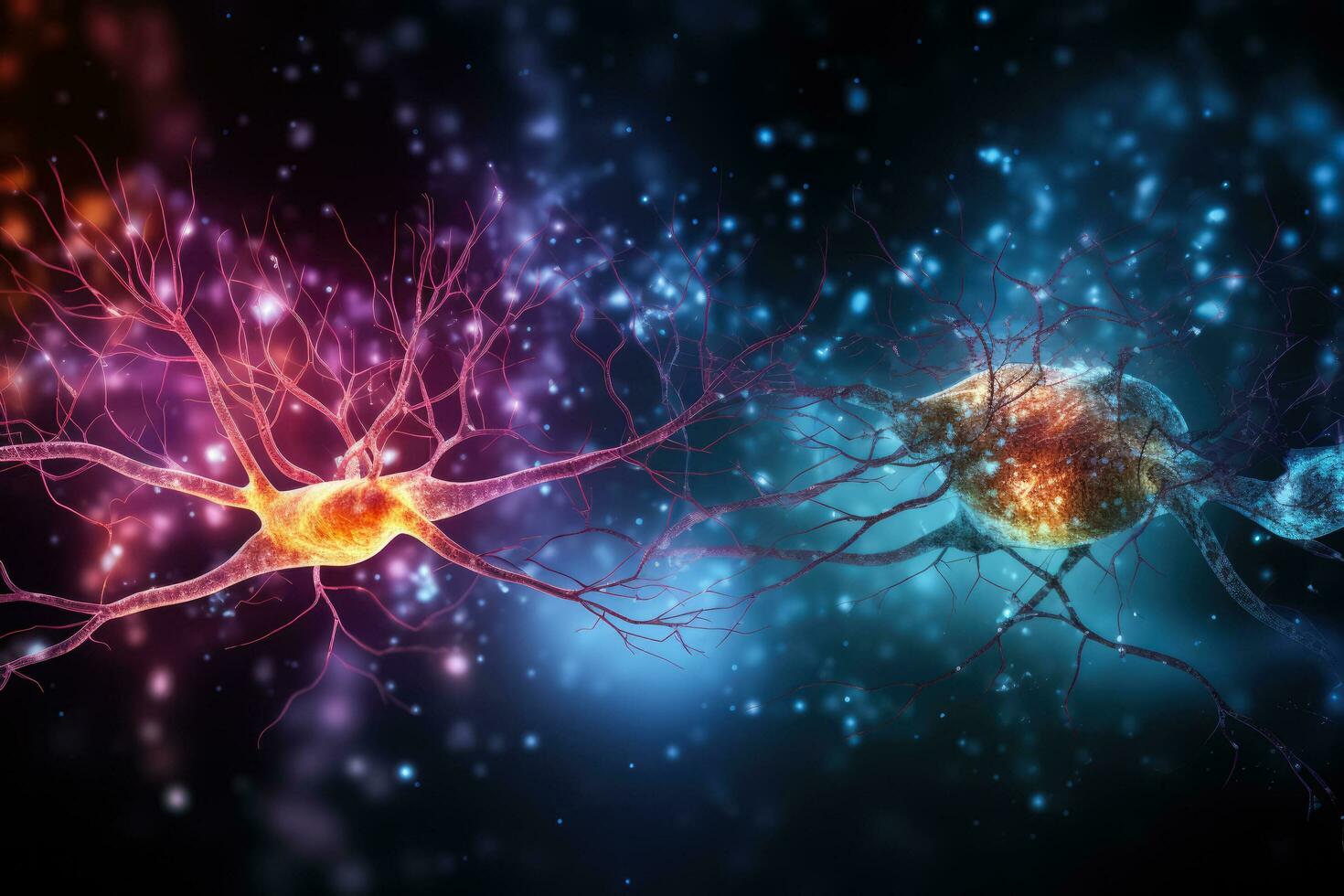 Neurons and synapse like stuctures depicting brain chemistry photo