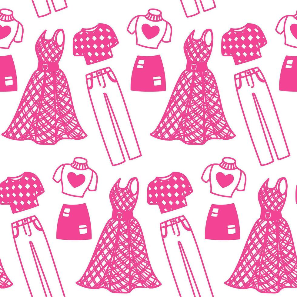 Pink seamless pattern. Vector artwork featuring a delightful pink-themed design, perfect for fashion, textiles, and girly-themed projects