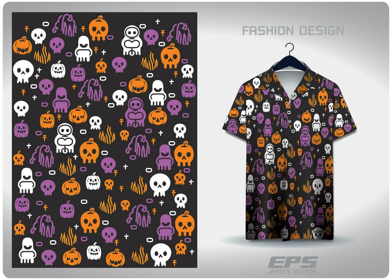 Vector hawaiian shirt background image.halloween ghost pumpkin skull pattern design, illustration, textile background for hawaiian shirt,jersey hawaiian shirt