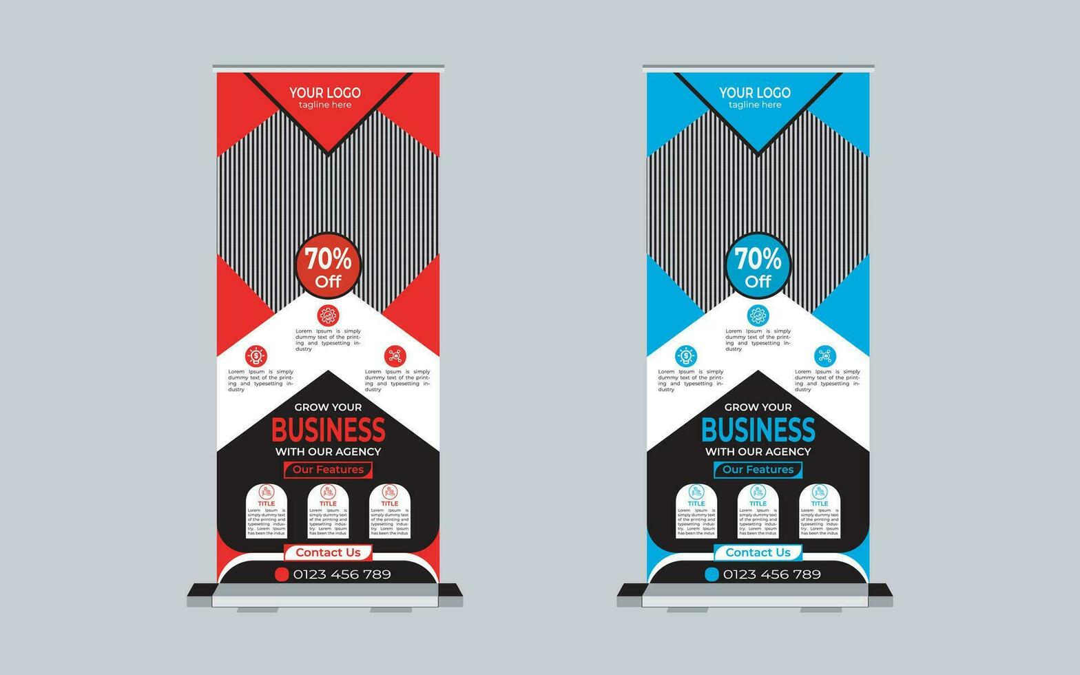 Creative roll up banner template design vector