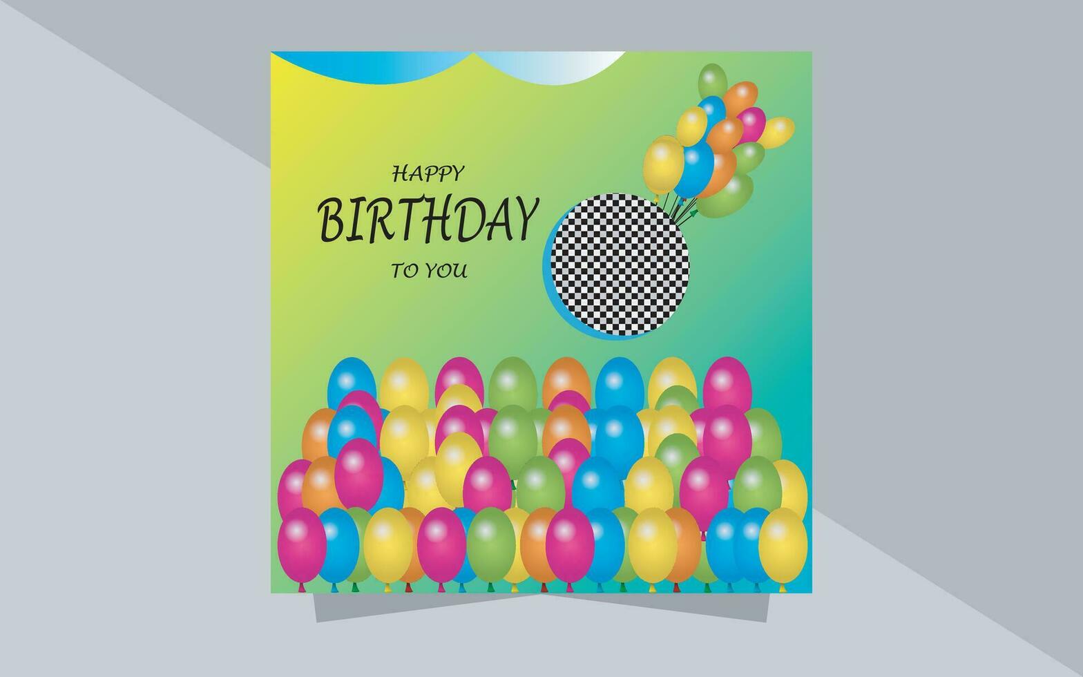 happy birthday card with balloons, birthday card template vector