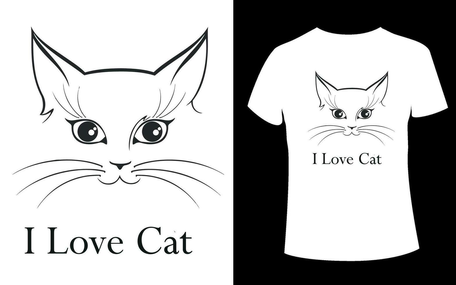 me encanta el diseño de la camiseta del gato vector