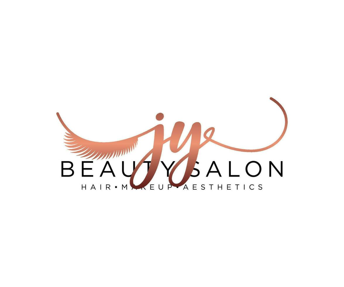 Initial JY feminine logo collections template. handwriting logo of initial signature, wedding, fashion, jewerly, boutique, floral and botanical with creative template for any company or business. vector