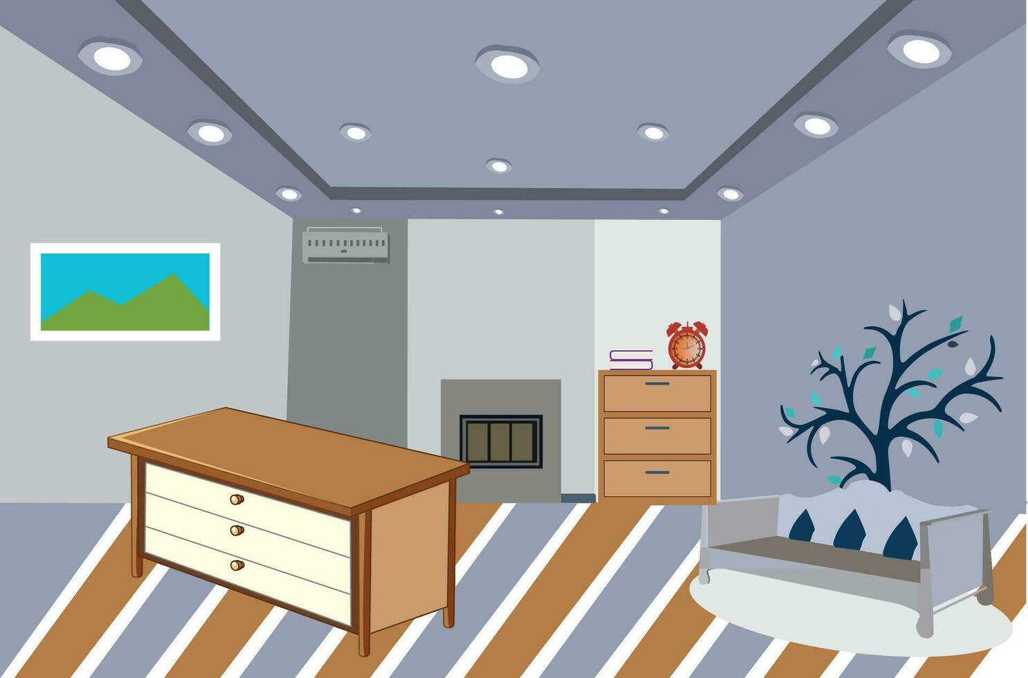 mínimo y moderno vivo habitación ilustración en vector tamaño.