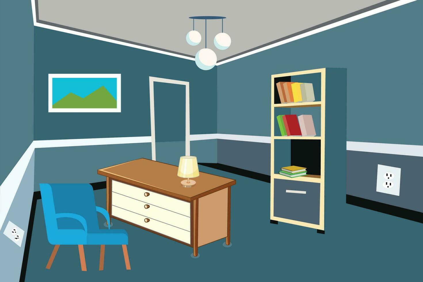 ilustracion de el habitación en plano laico estilo en pastel colores vector