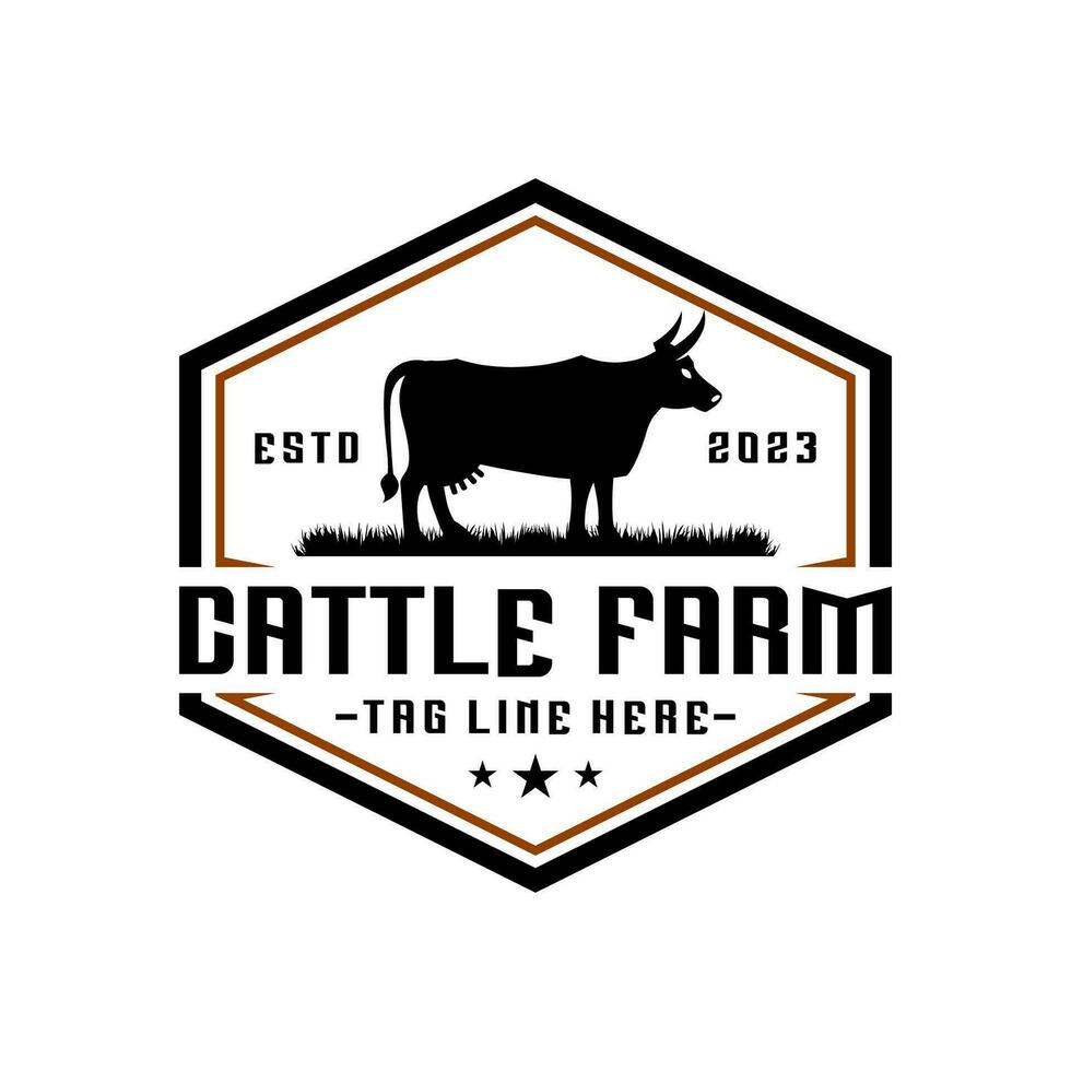 Cattle farm logo graphic design template vector illustration