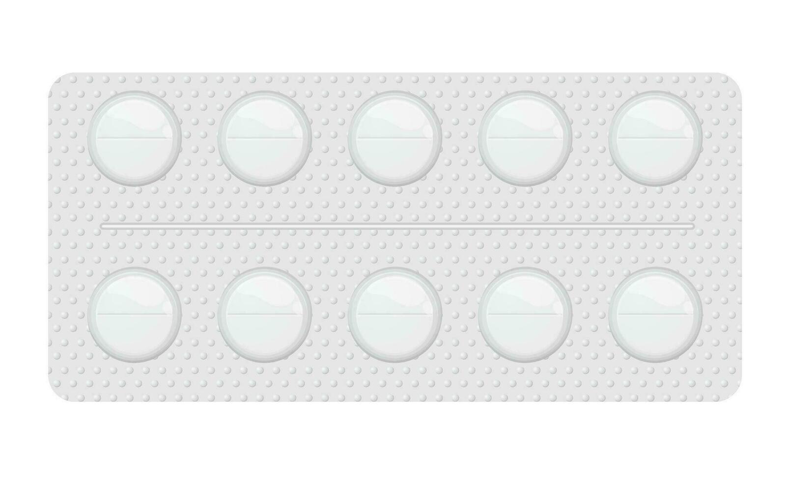 Pack of white round pills vector