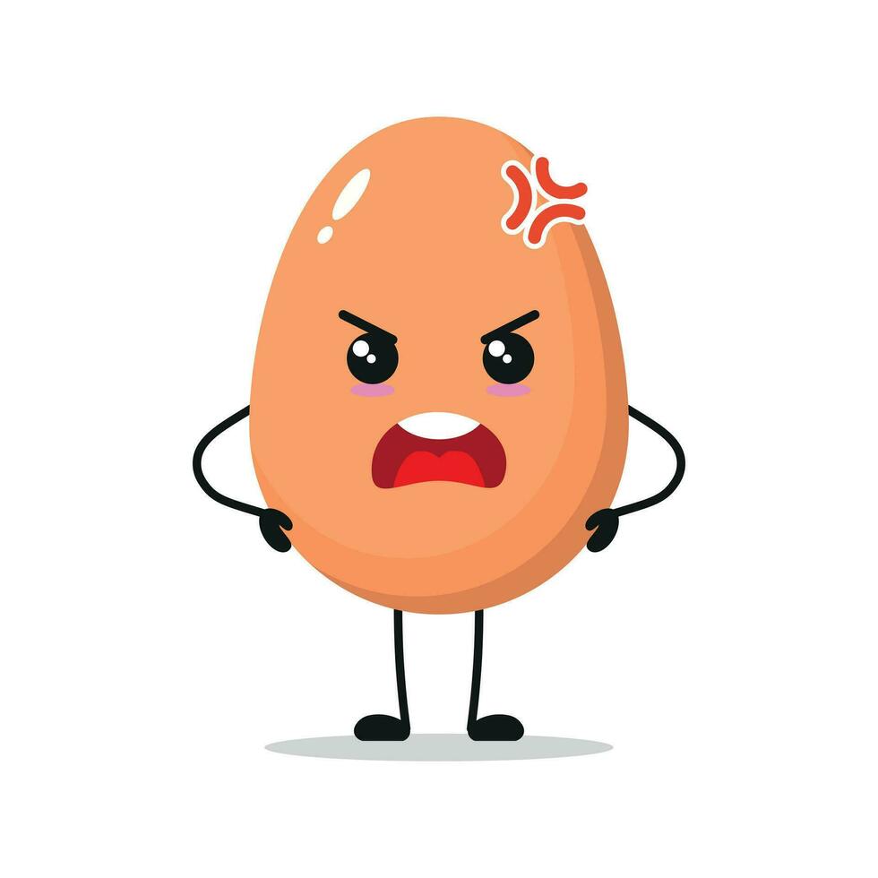 Cute angry egg character. Funny mad egg cartoon emoticon in flat style. chick emoji vector illustration