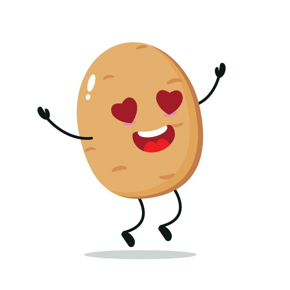 Cute happy potato character. Funny fall in love potato cartoon emoticon in flat style. vegetable emoji vector illustration