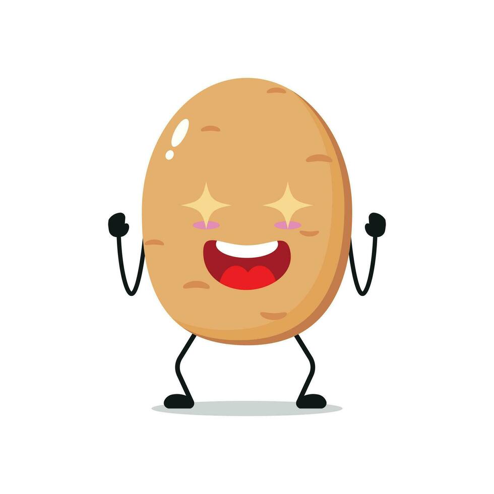 Cute excited potato character. Funny electrifying potato cartoon emoticon in flat style. vegetable emoji vector illustration