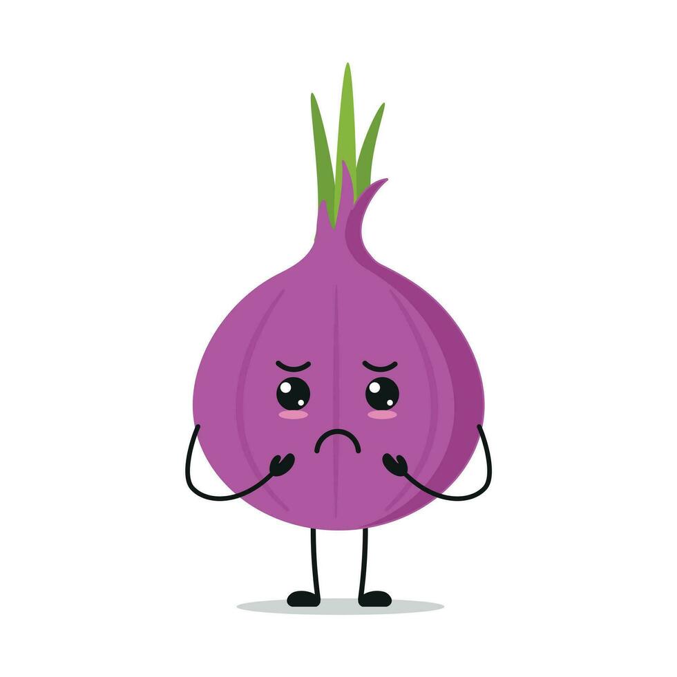 Sad Red Onion Stand Alone Vector Illustration Character