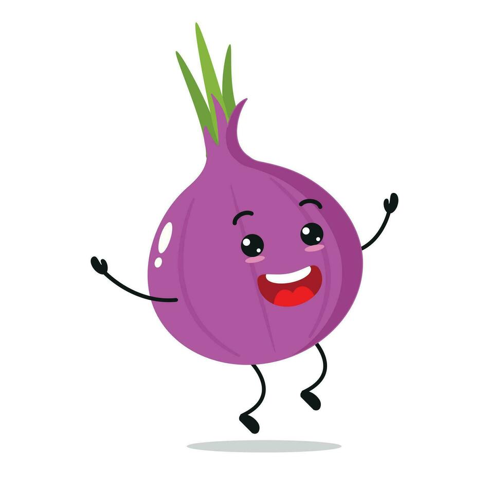 Happy Red Onion Jump In The Air Vector Illustration Character