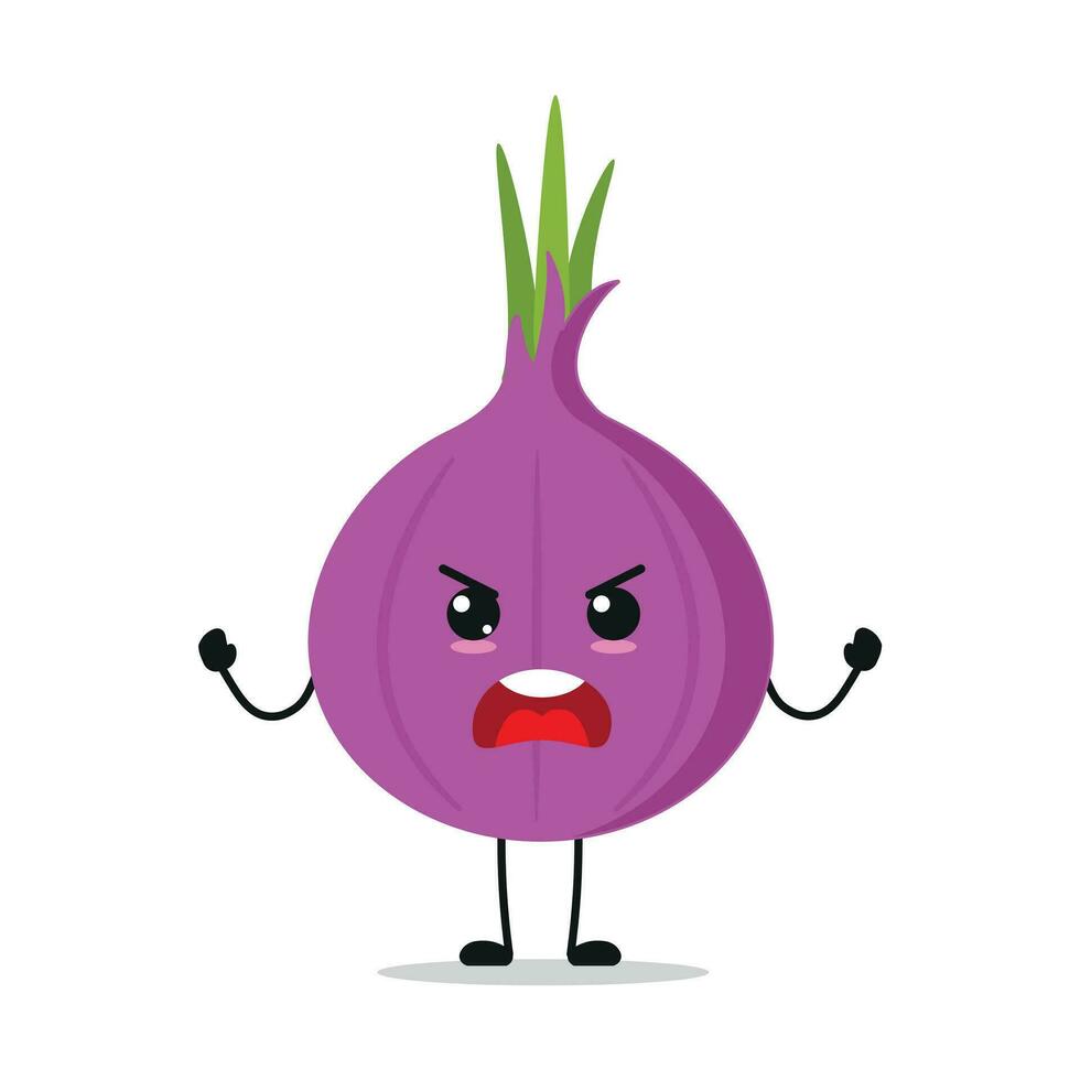 Angry Red Onion Stand Alone Vector Illustration Character