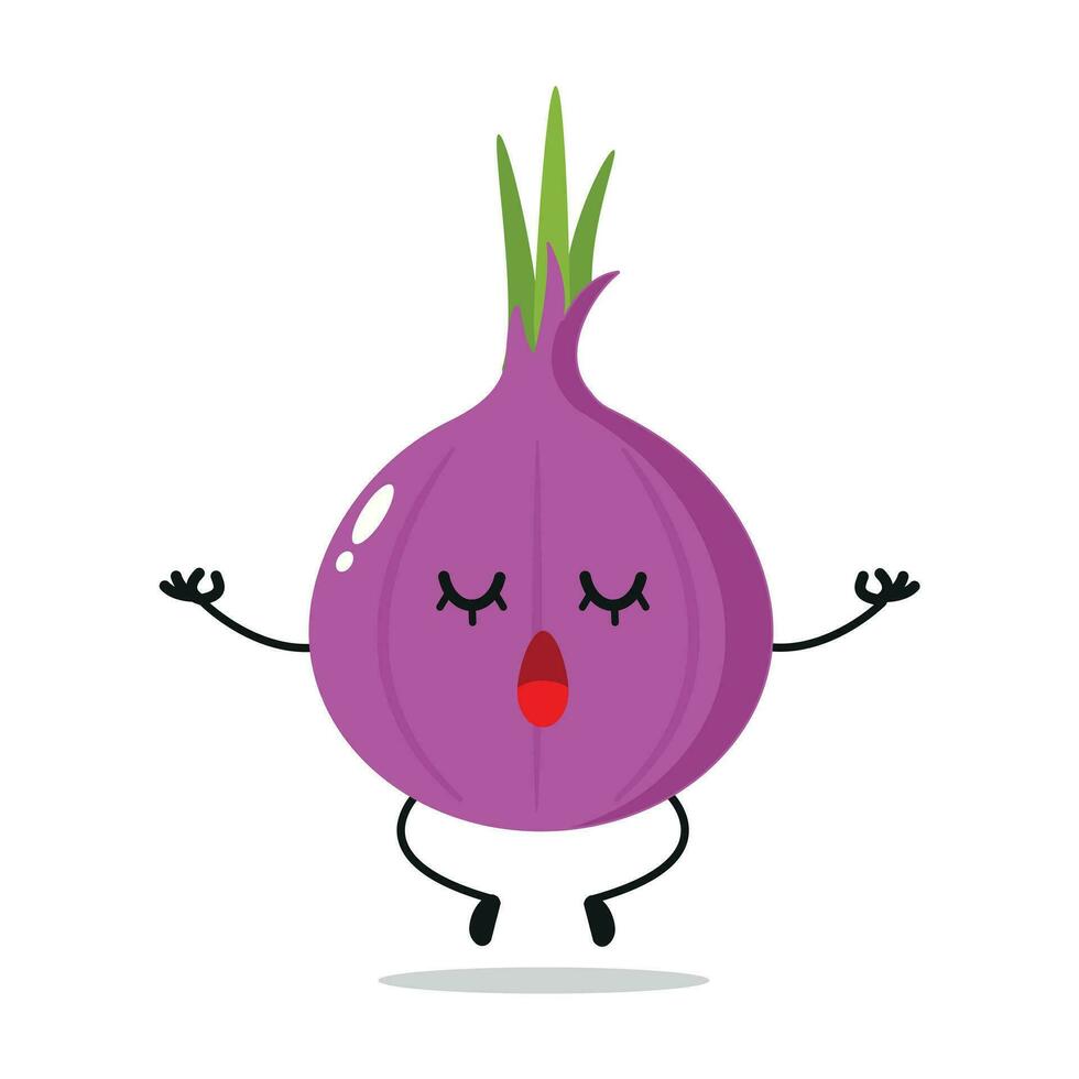 Calm Red Onion Meditation Yoga Vector Illustration Character