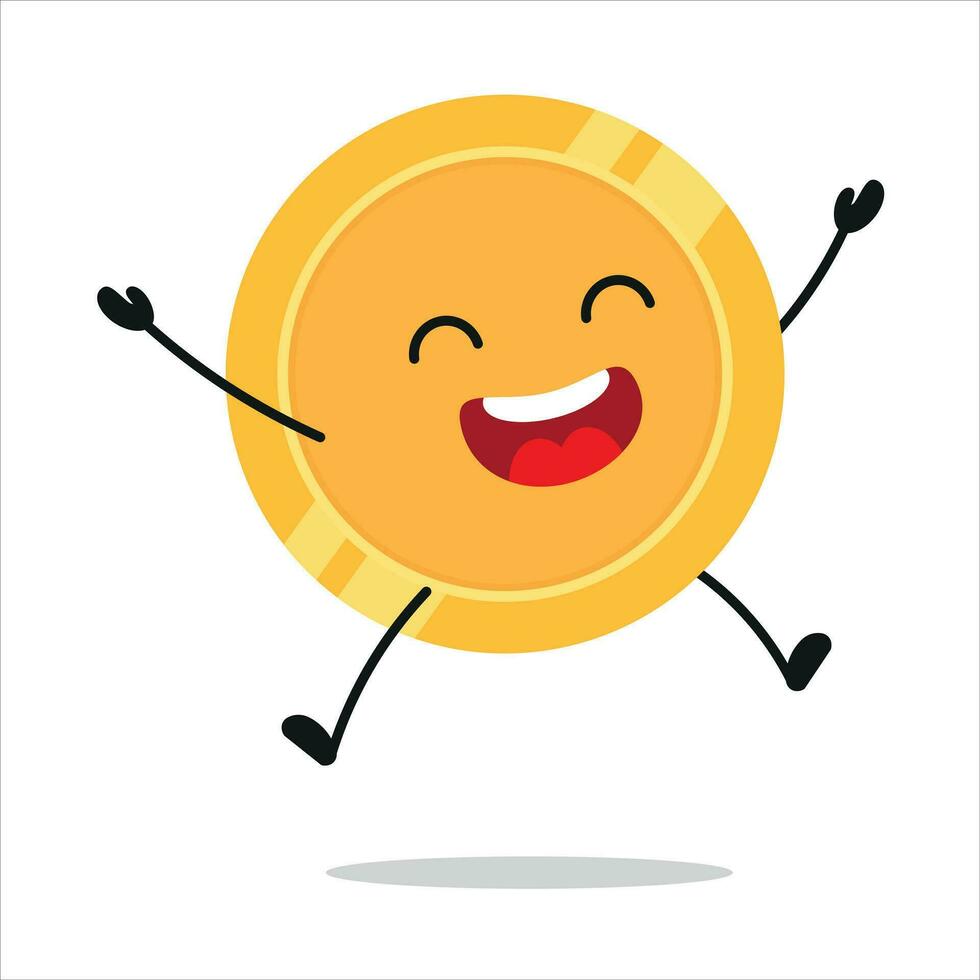 Happy Coin Jump In The Air With Closed Eyes vector