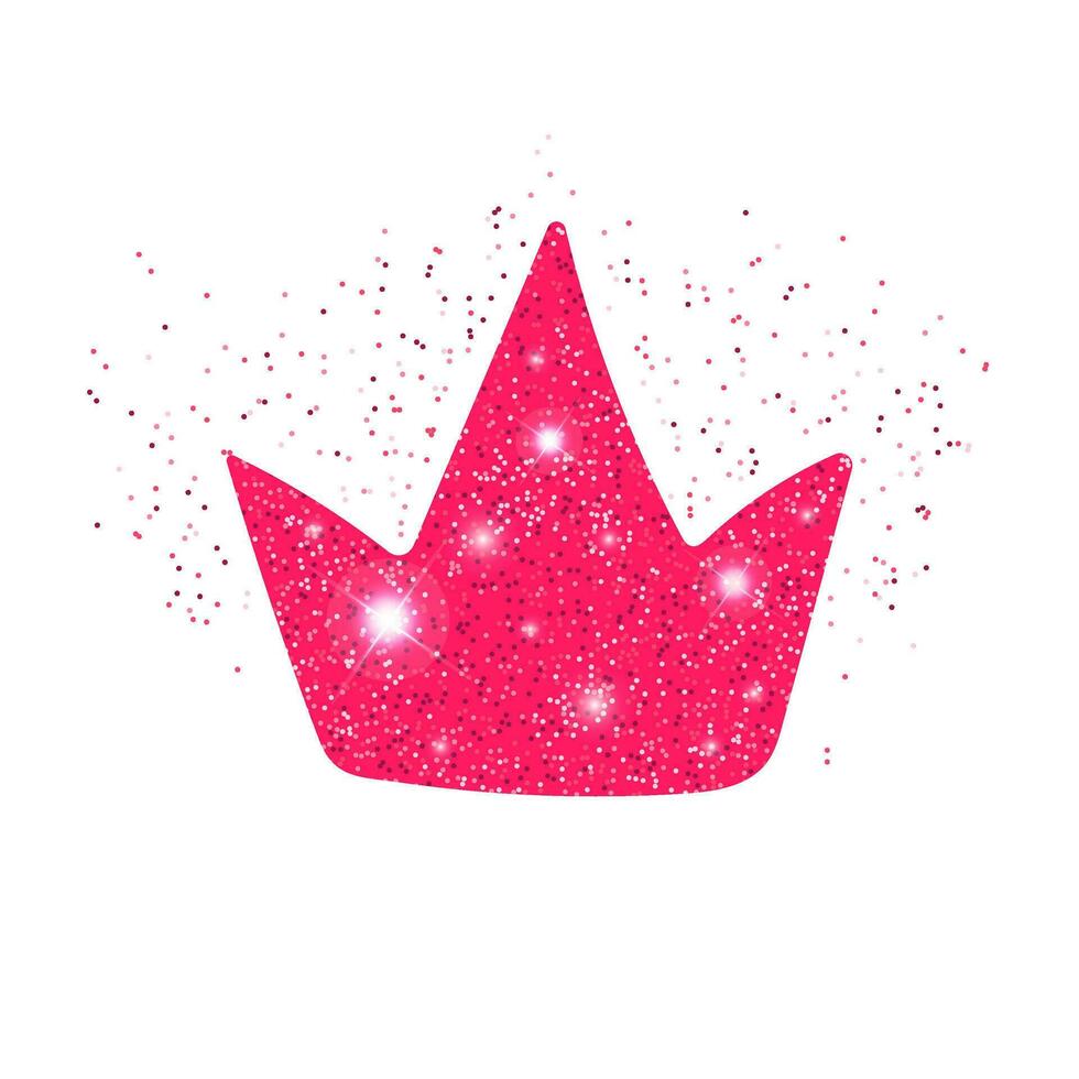 Pink glitter crown. trendy crown icon vector