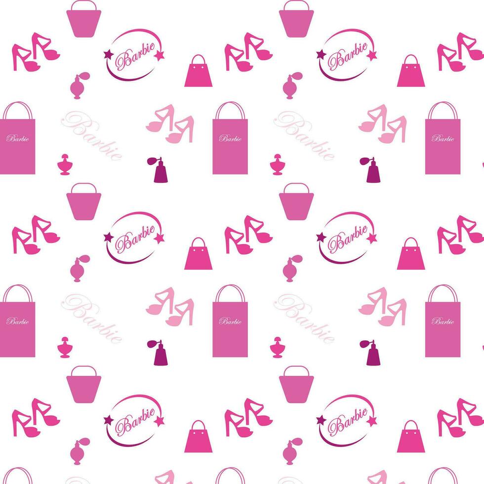 Barbie pattern in pink shades vector