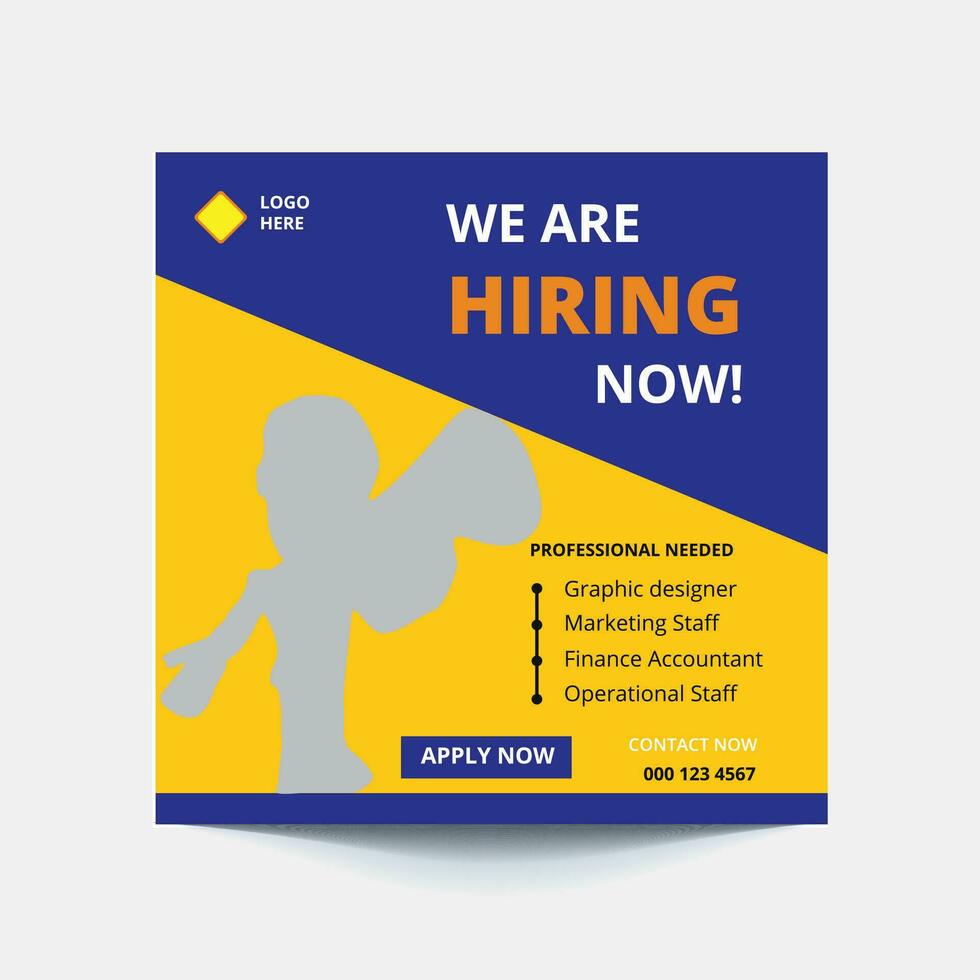 We are hiring job vacancy social media post banner design template. We are hiring job vacancy square web banner design. vector