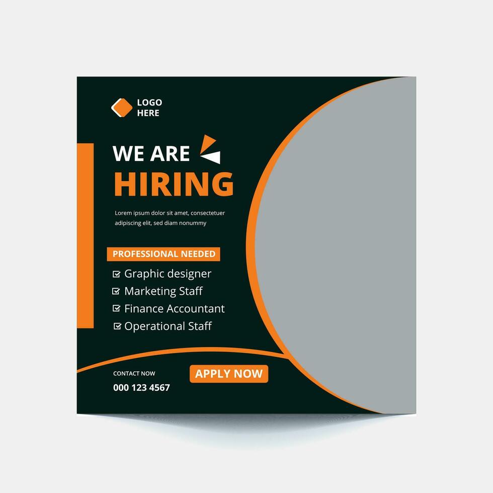 We are hiring job vacancy social media post banner design template. We are hiring job vacancy square web banner design. vector