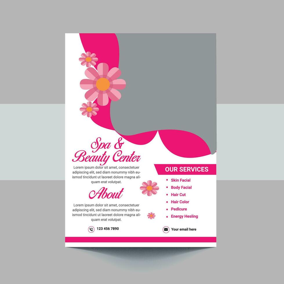 Beauty Care Spa Hair Salon Flyer Editable A4 Size Brochure Template Cover Design vector