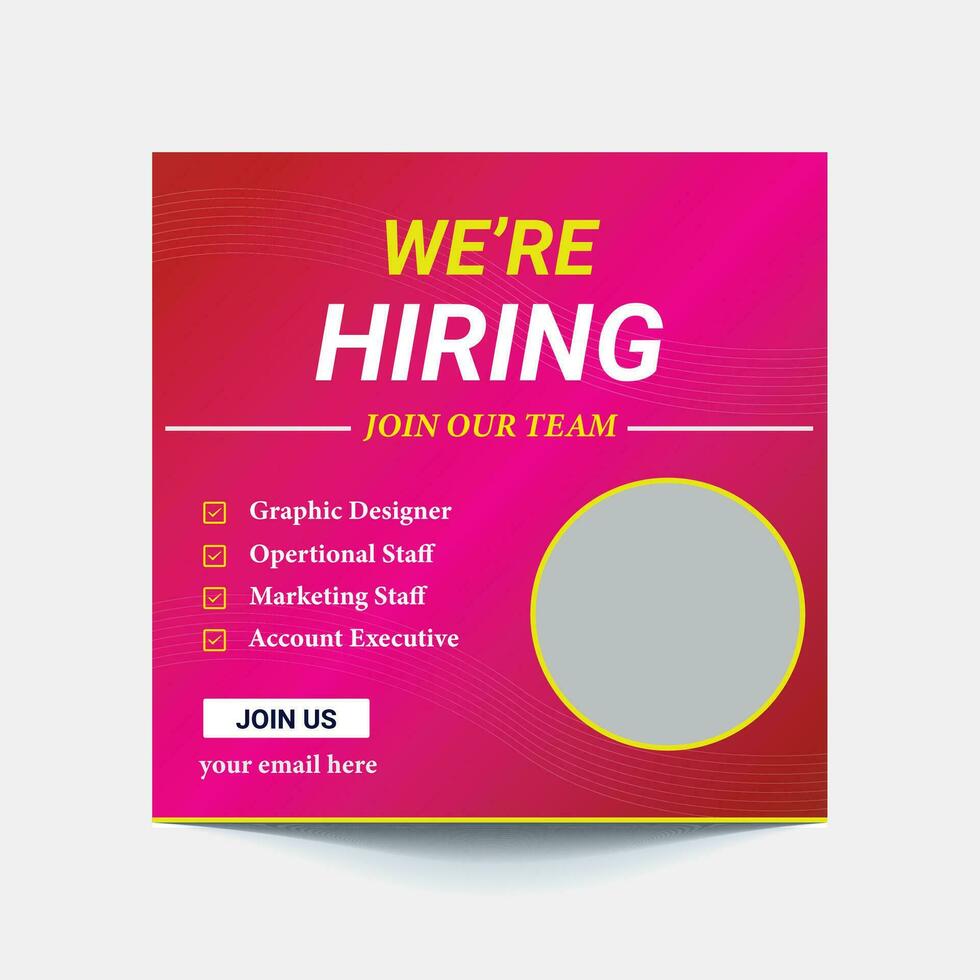 We are hiring job vacancy social media post banner design template. We are hiring job vacancy square web banner design. vector