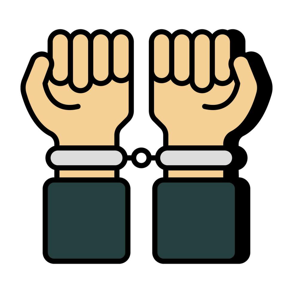 A flat design icon of handcuffs vector