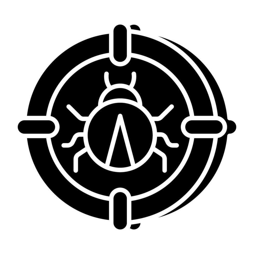 Virus under reticle, debugging icon vector